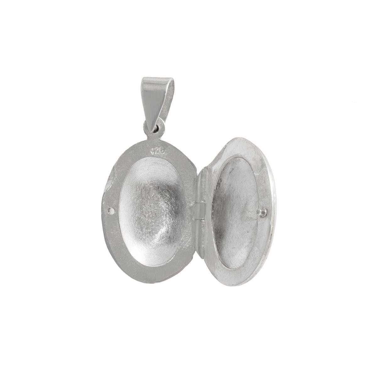 PINGENTE PRATA RELICÁRIO OVAL E LISO 