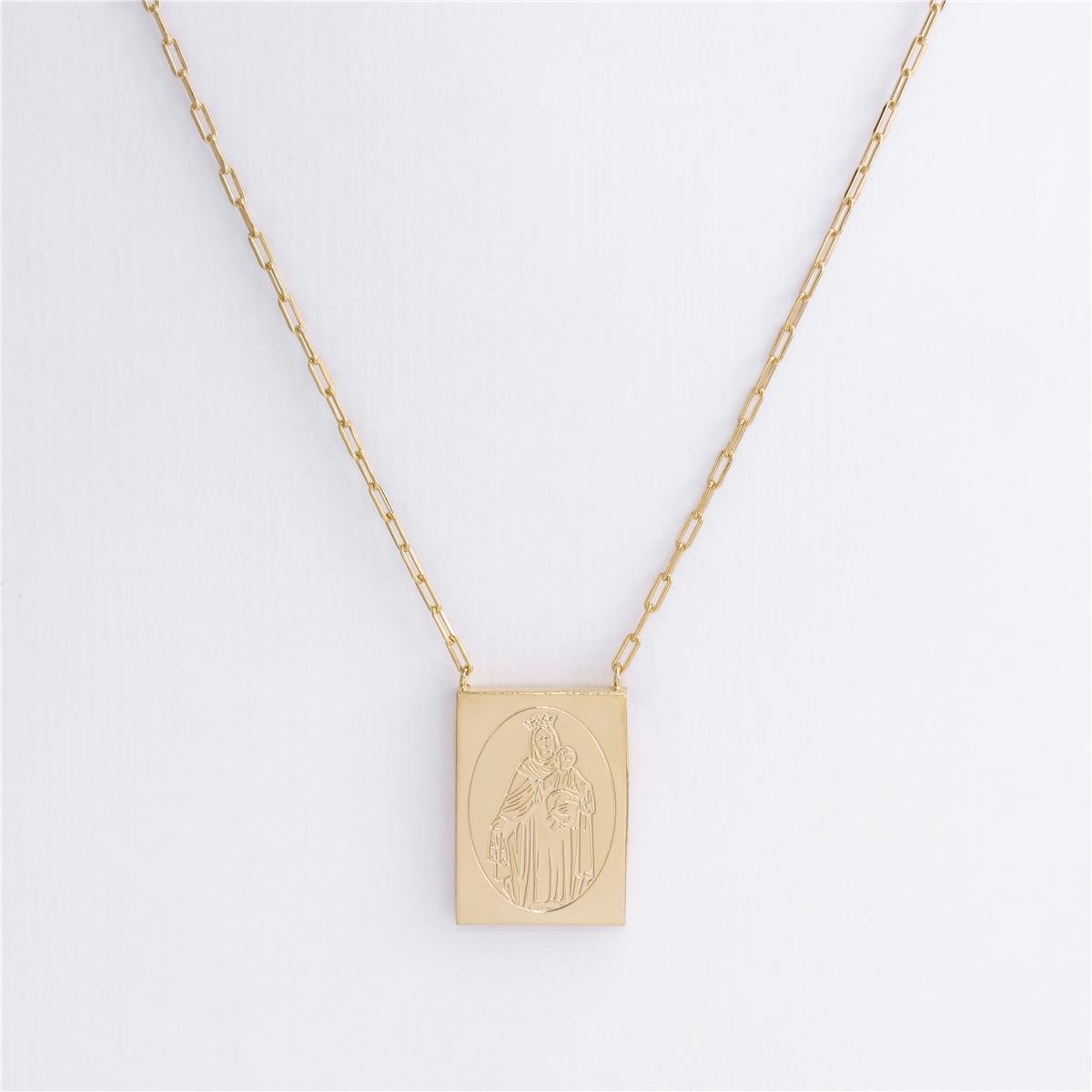 COLAR FOLHEADO A OURO CARTIER PLACA N. SRA. DA PENHA