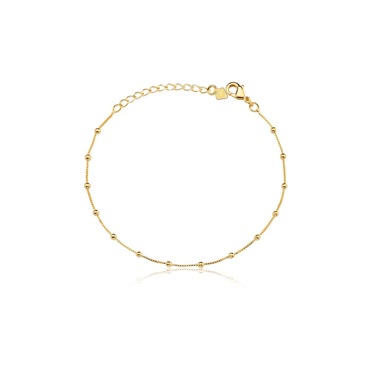 PULSEIRA FOLHEADO A OURO DE BOLINHAS LISAS