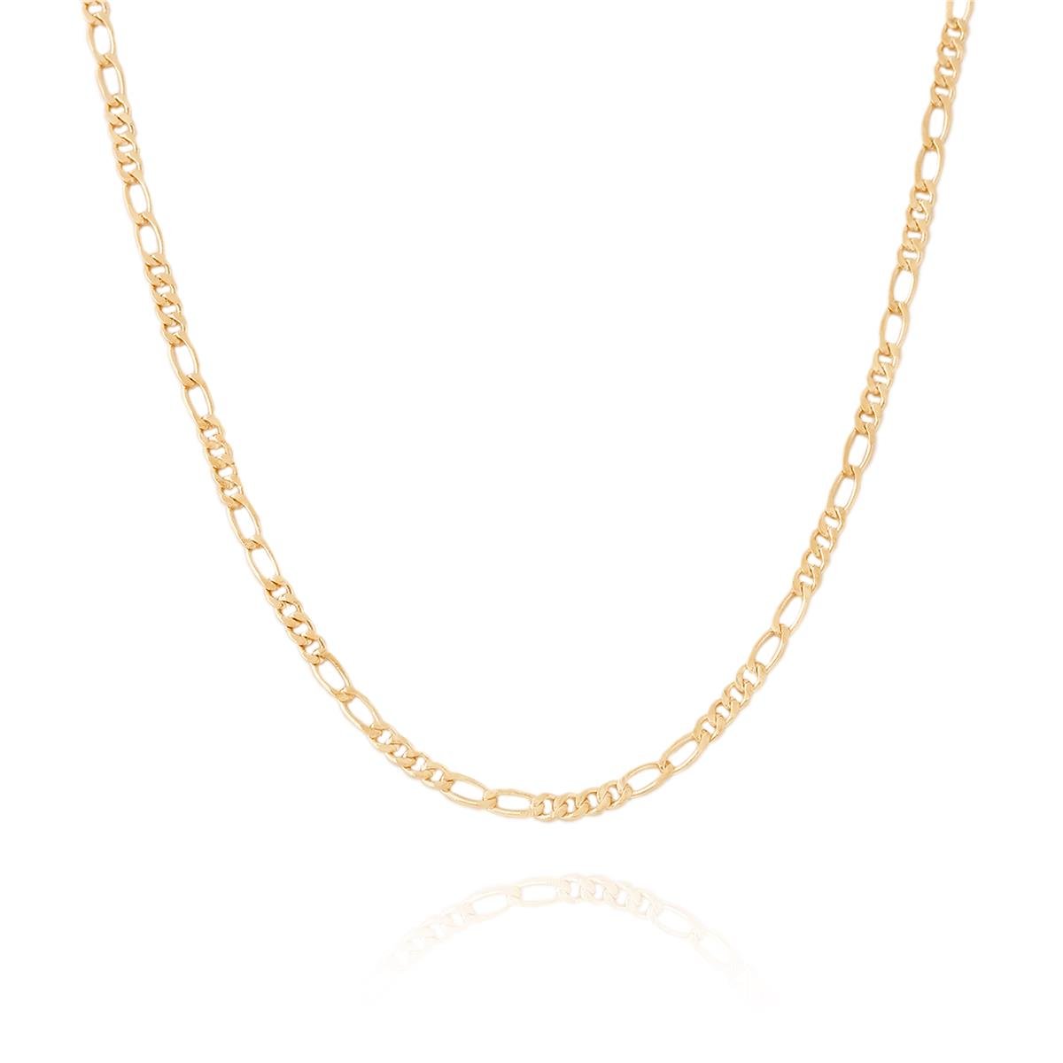 CORDÃO FOLHEADO A OURO CORRENTE 4X2 60CM