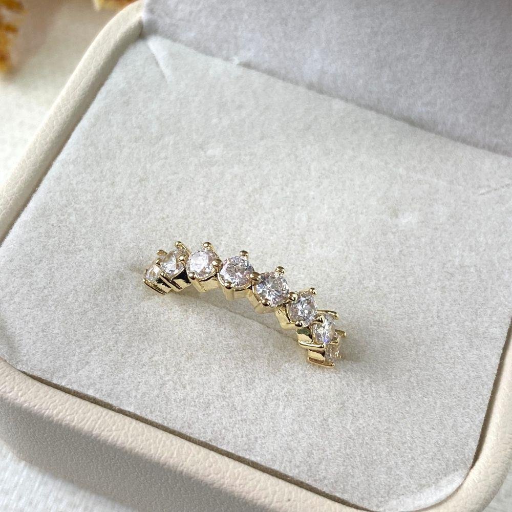 ANEL FOLHEADO A OURO COM 8 ZIRCÔNIAS CRISTAL