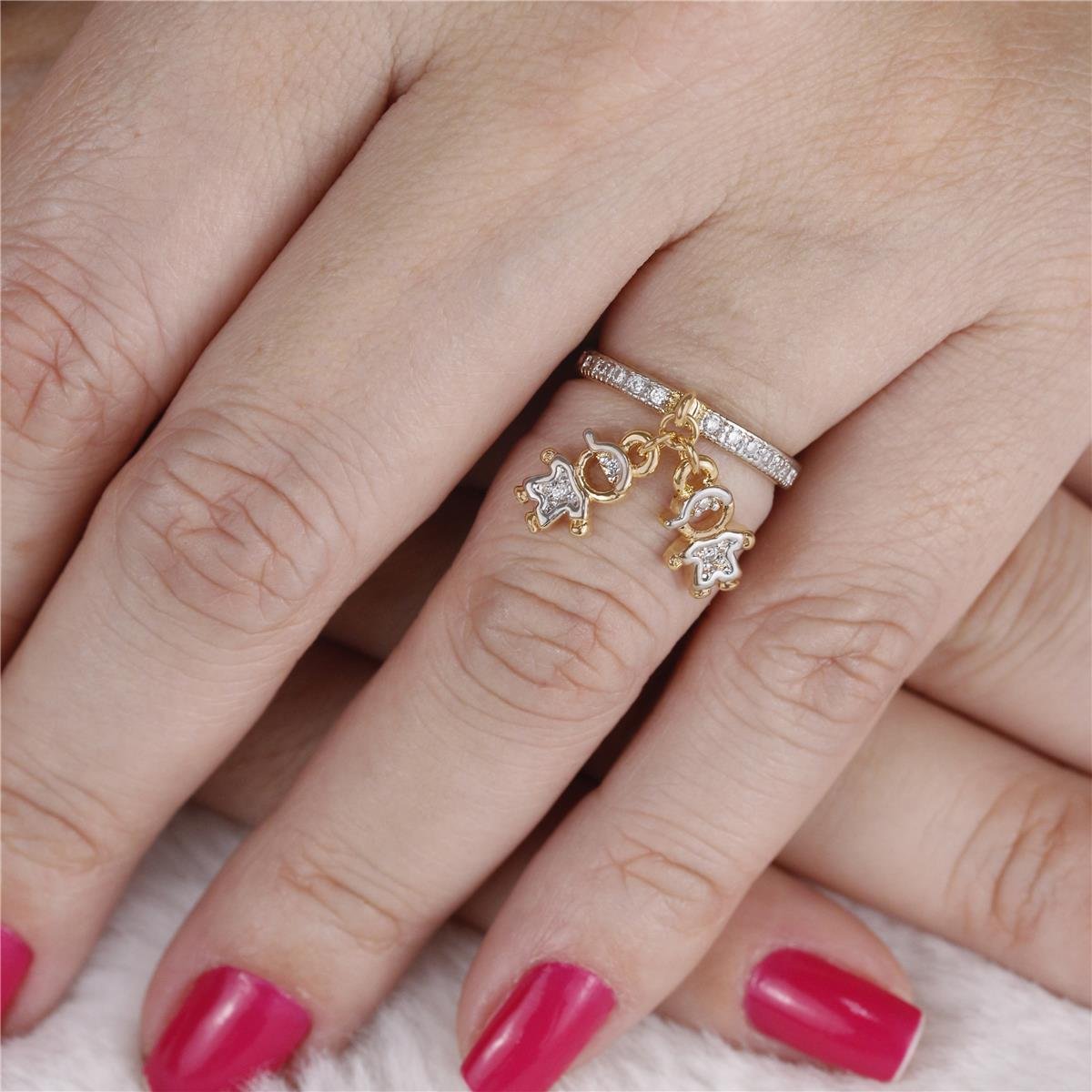 ANEL FOLHEADO A OURO MENINOS DE ZIRCÔNIAS 