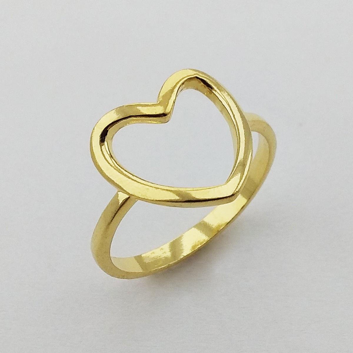 ANEL FOLHEADO A OURO CORAÇÃO LISO 