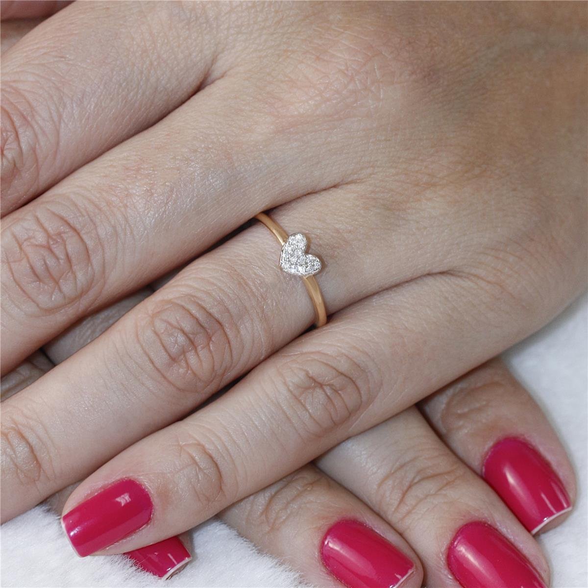 ANEL FOLHEADO A OURO CORAÇÃO DE ZIRCÔNIAS