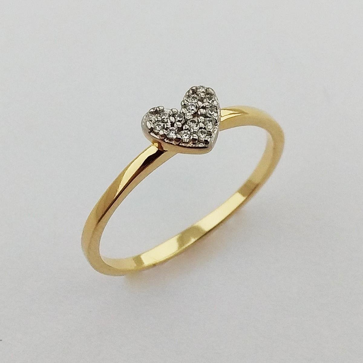 ANEL FOLHEADO A OURO CORAÇÃO DE ZIRCÔNIAS