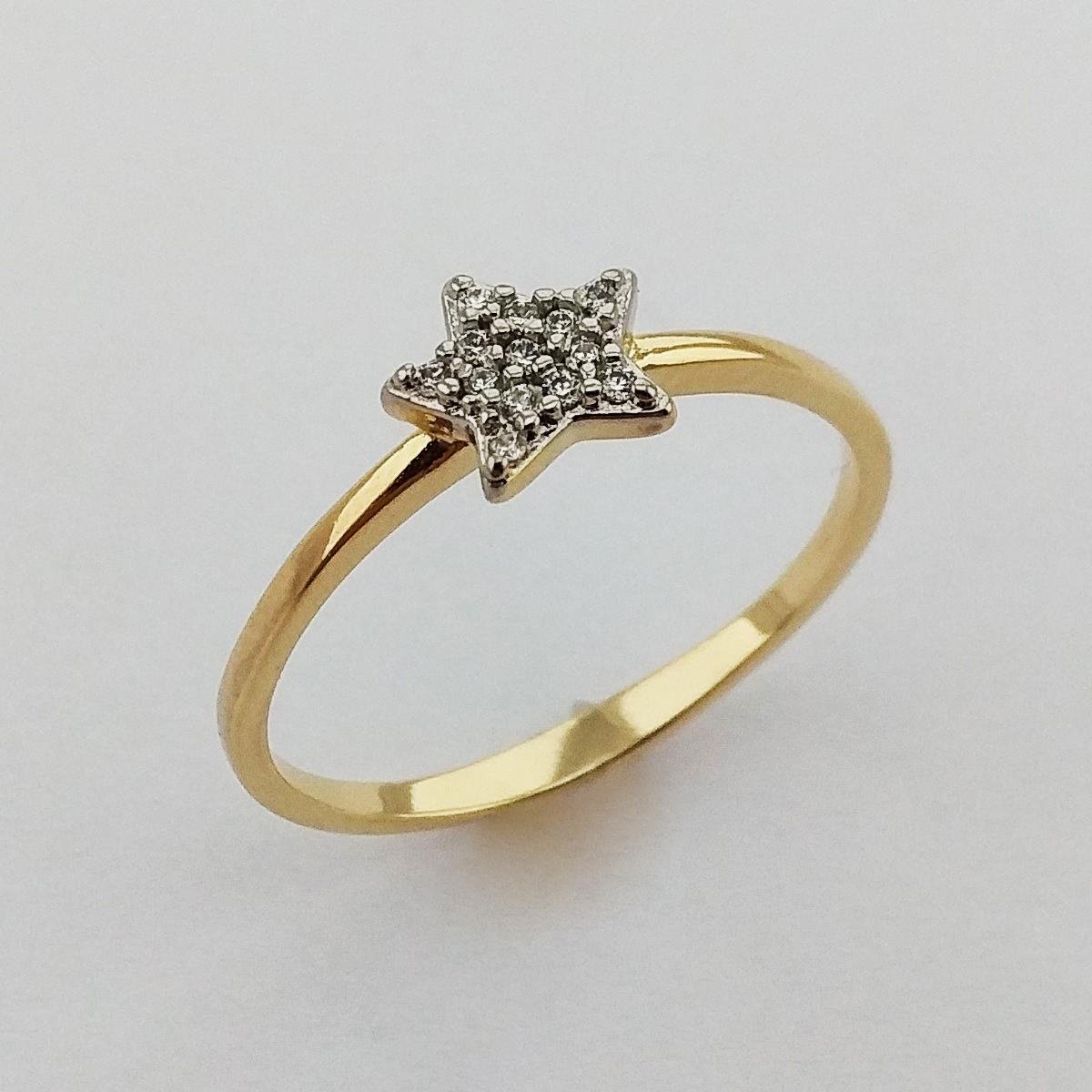 ANEL FOLHEADO A OURO COM ESTRELA DE ZIRCÔNIA