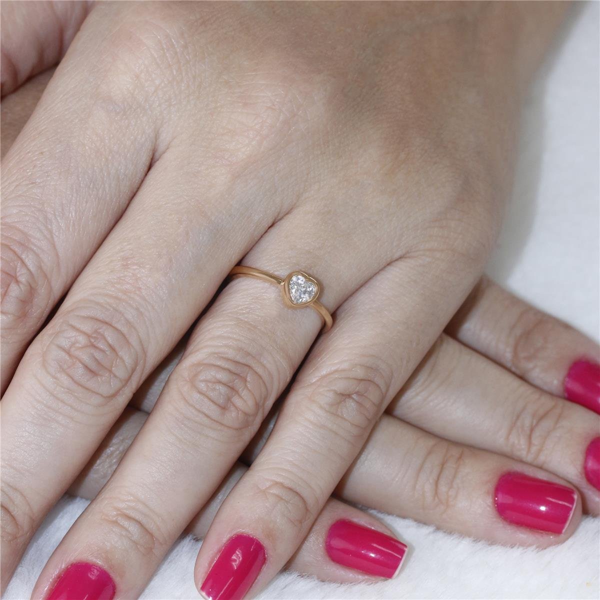 ANEL FOLHEADO A OURO CORAÇÃO CRISTAL 