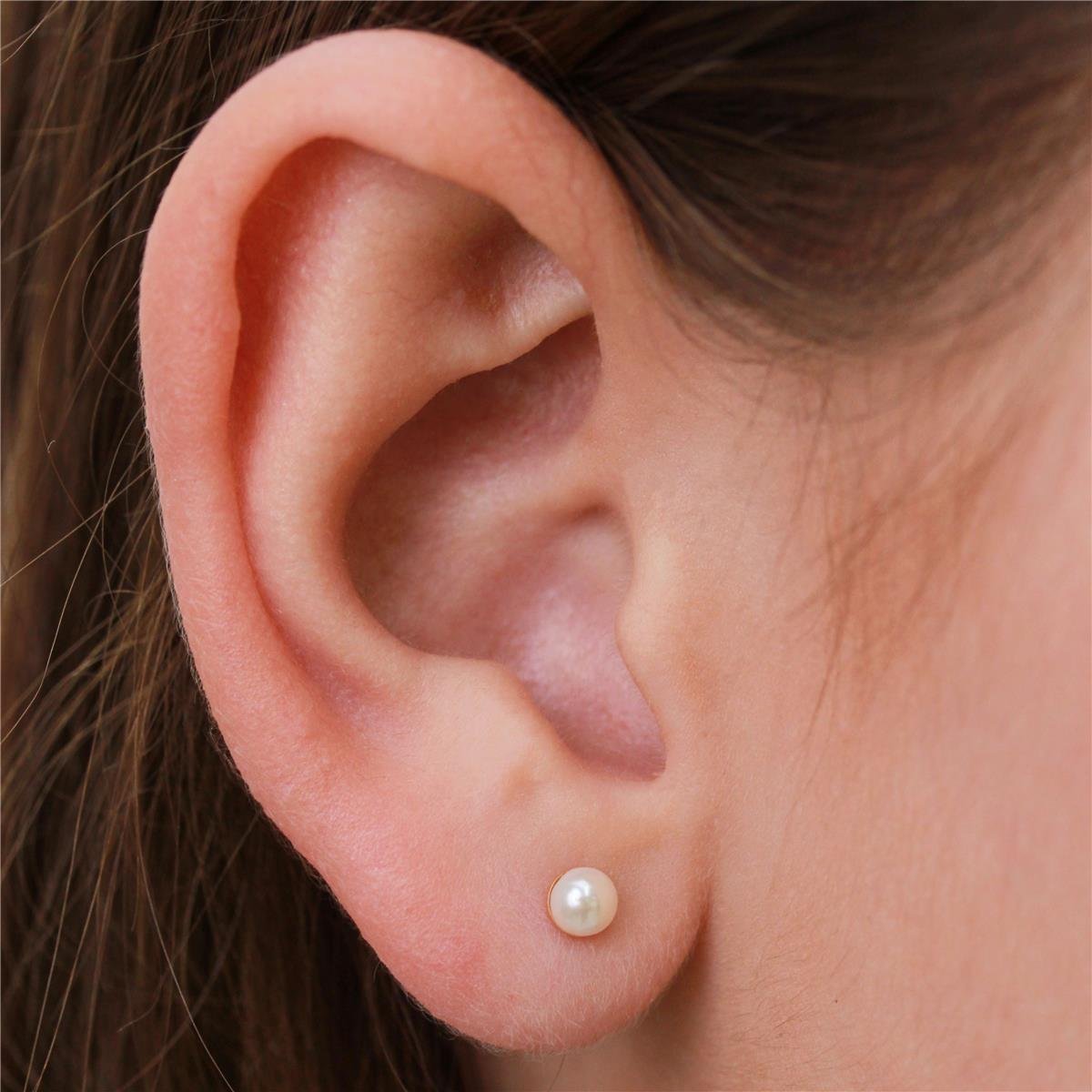 BRINCO FOLHEADO A OURO PÉROLA MÉDIA