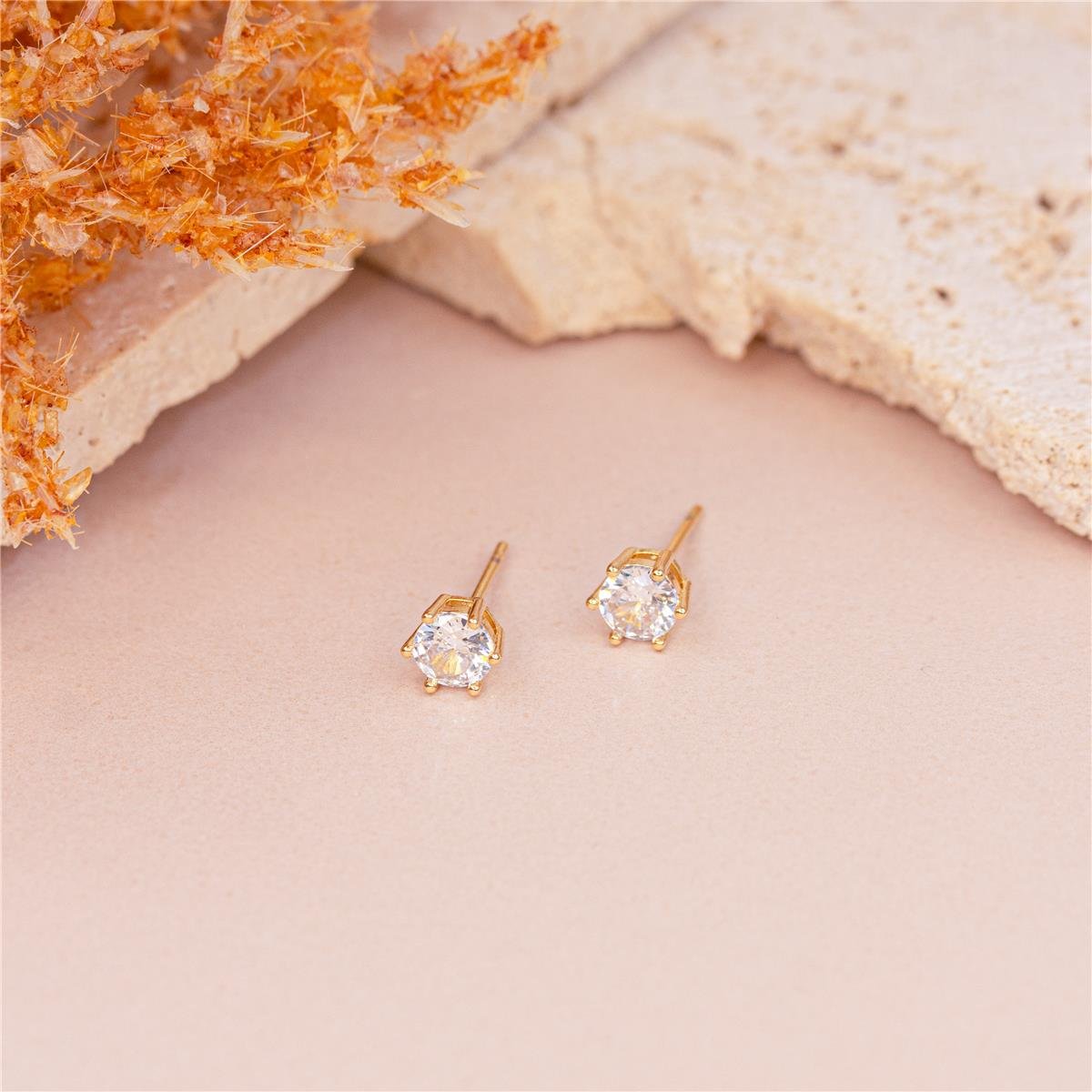 BRINCO FOLHEADO A OURO SOLITÁRIO