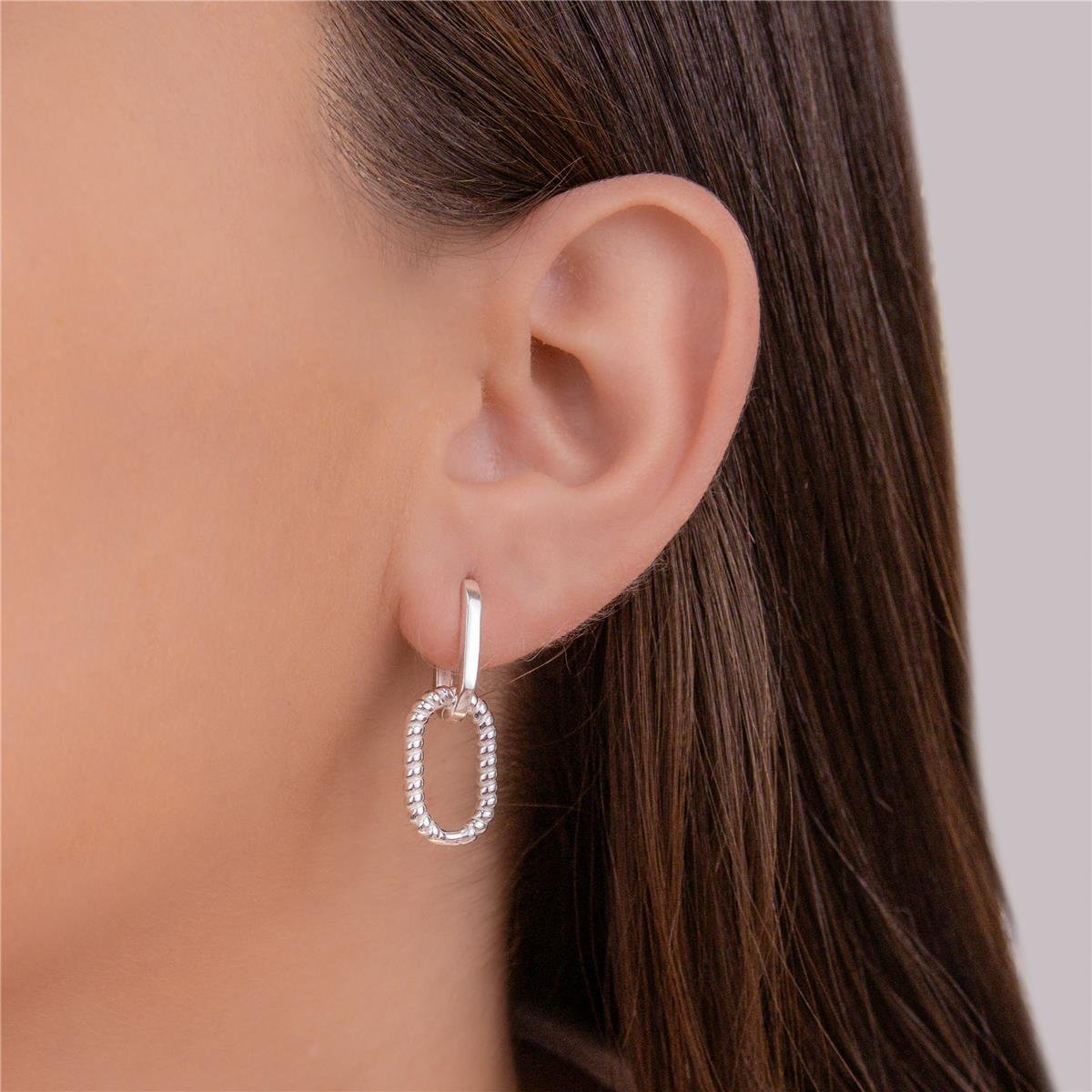 BRINCO PRATA ARGOLA LISA COM ARO TRABALHADO 