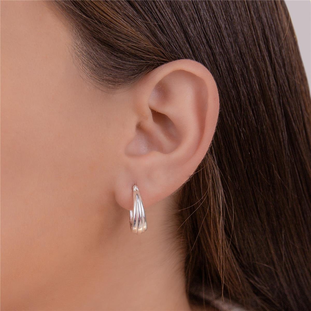 BRINCO PRATA ARGOLA COM FAIXAS LISAS