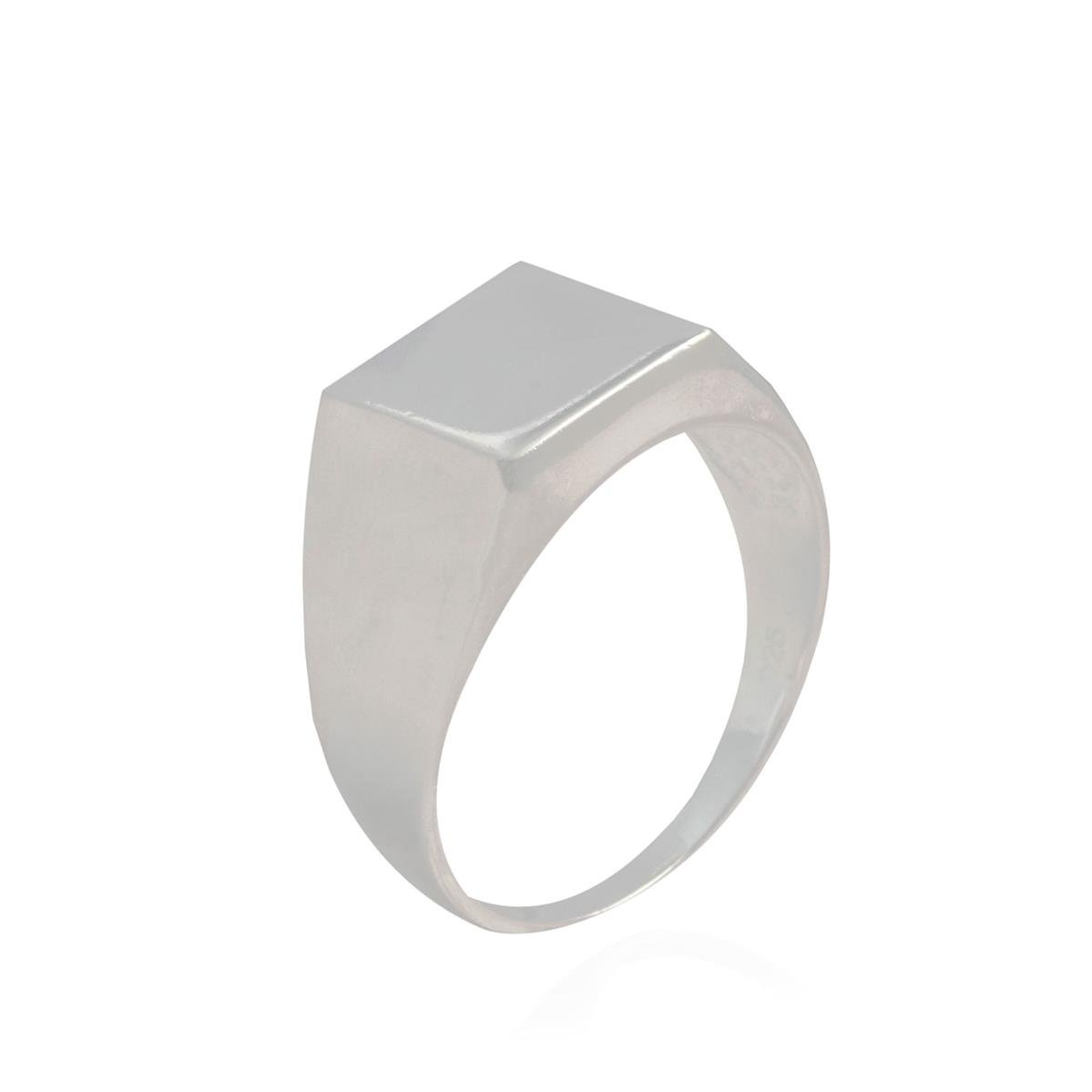 ANEL PRATA LARGA COM CHAPA QUADRADA 