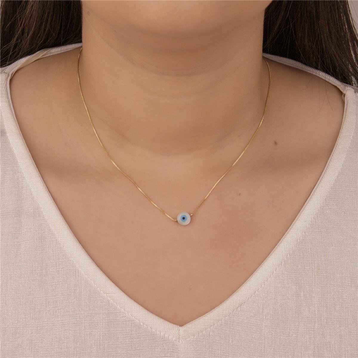 CHOKER FOLHEADO A OURO OLHO GREGO 