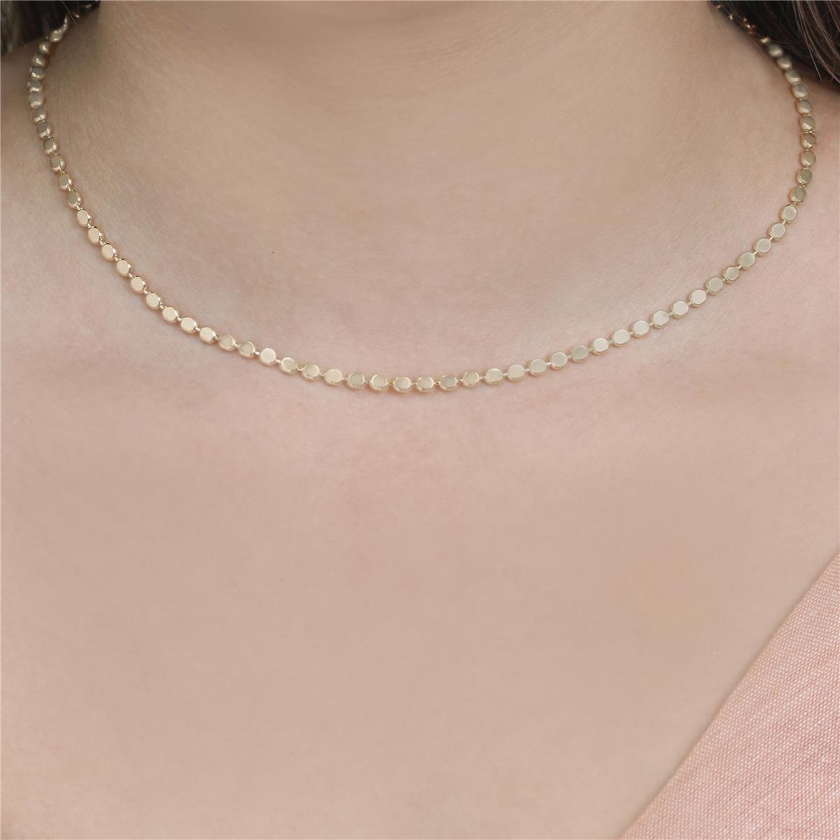 CHOKER FOLHEADA A OURO MINI PINGOS LISOS