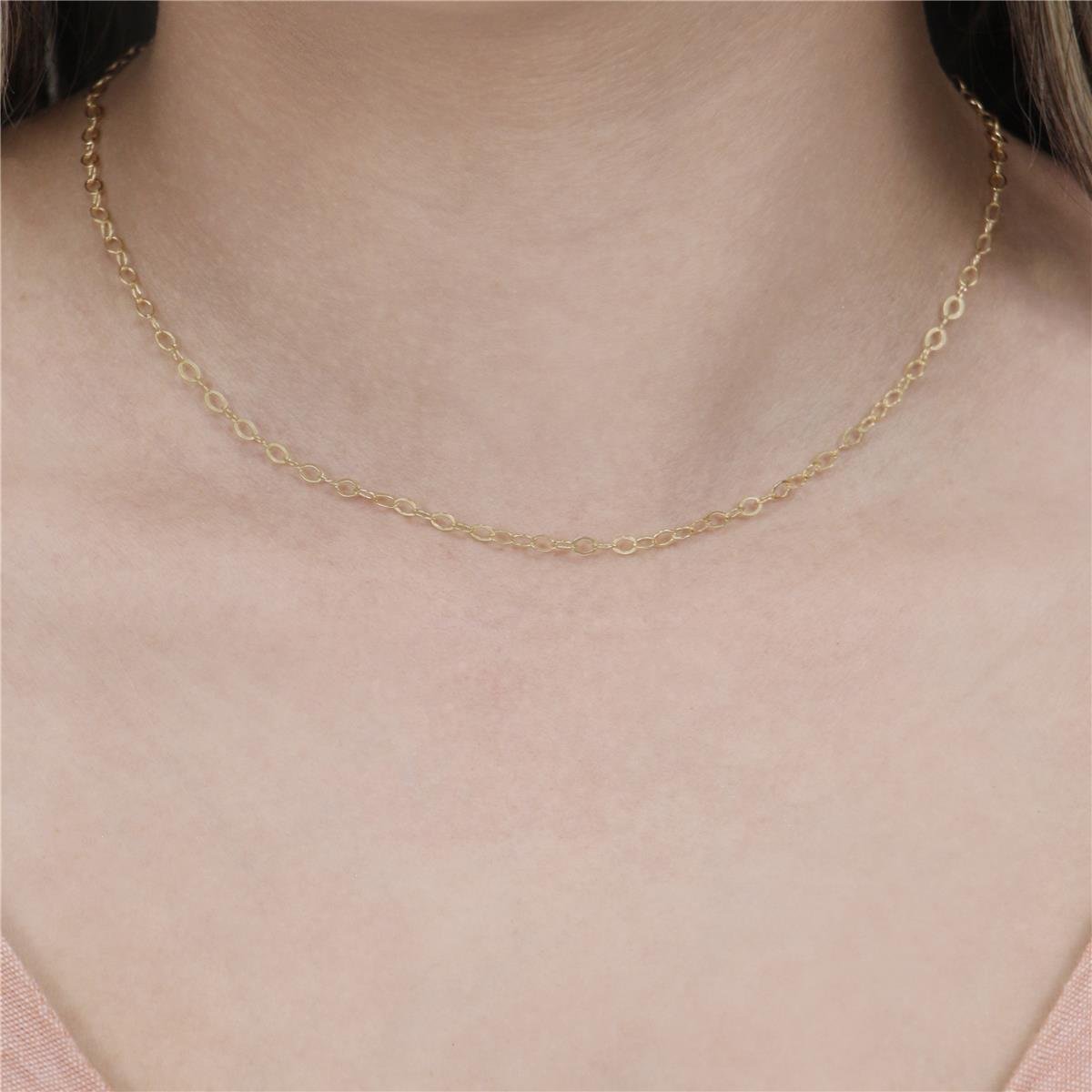 CHOKER FOLHEADA A OURO ELOS LISOS