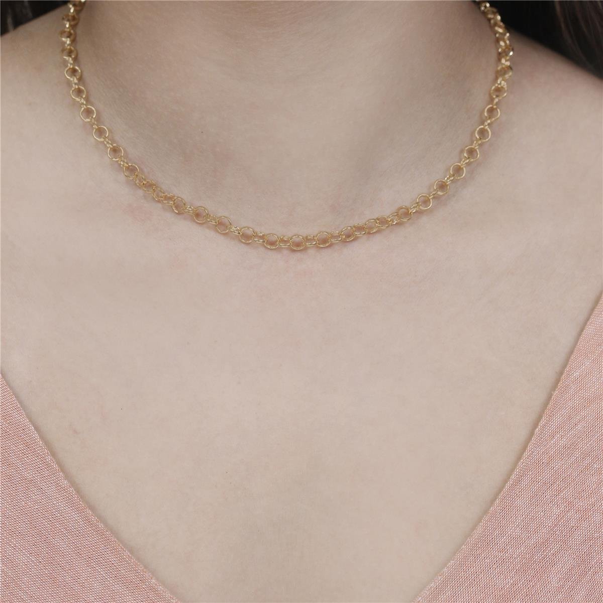 CHOKER FOLHEADA A OURO ELO PORTUGUÊS 