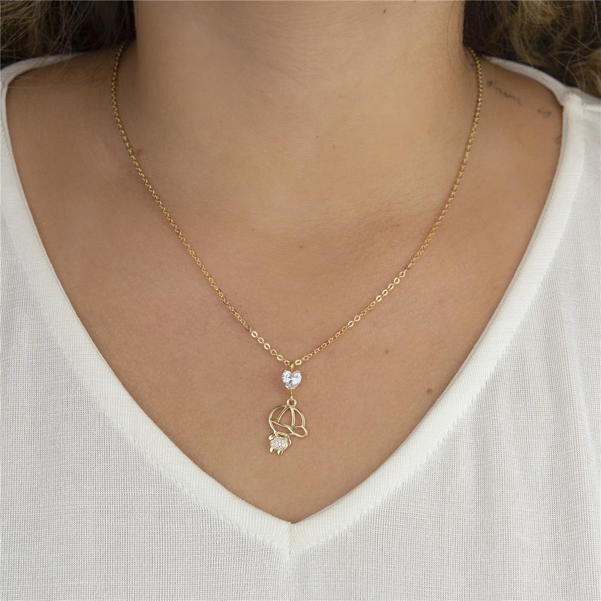 COLAR FOLHEADO A OURO MENINO COM ZIRCÔNIA