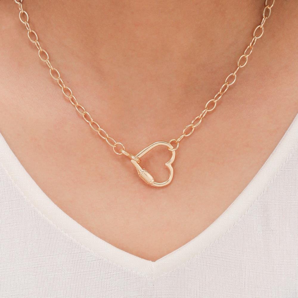 COLAR FOLHEADO A OURO ELOS COM CORAÇÃO VAZADO TRABALHADO