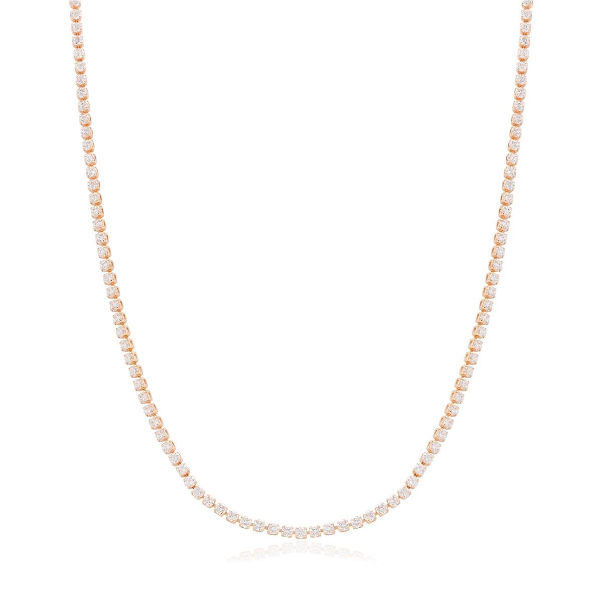 COLAR FOLHEADO RIVIERA FINA ZIRCÔNIA CRISTAL