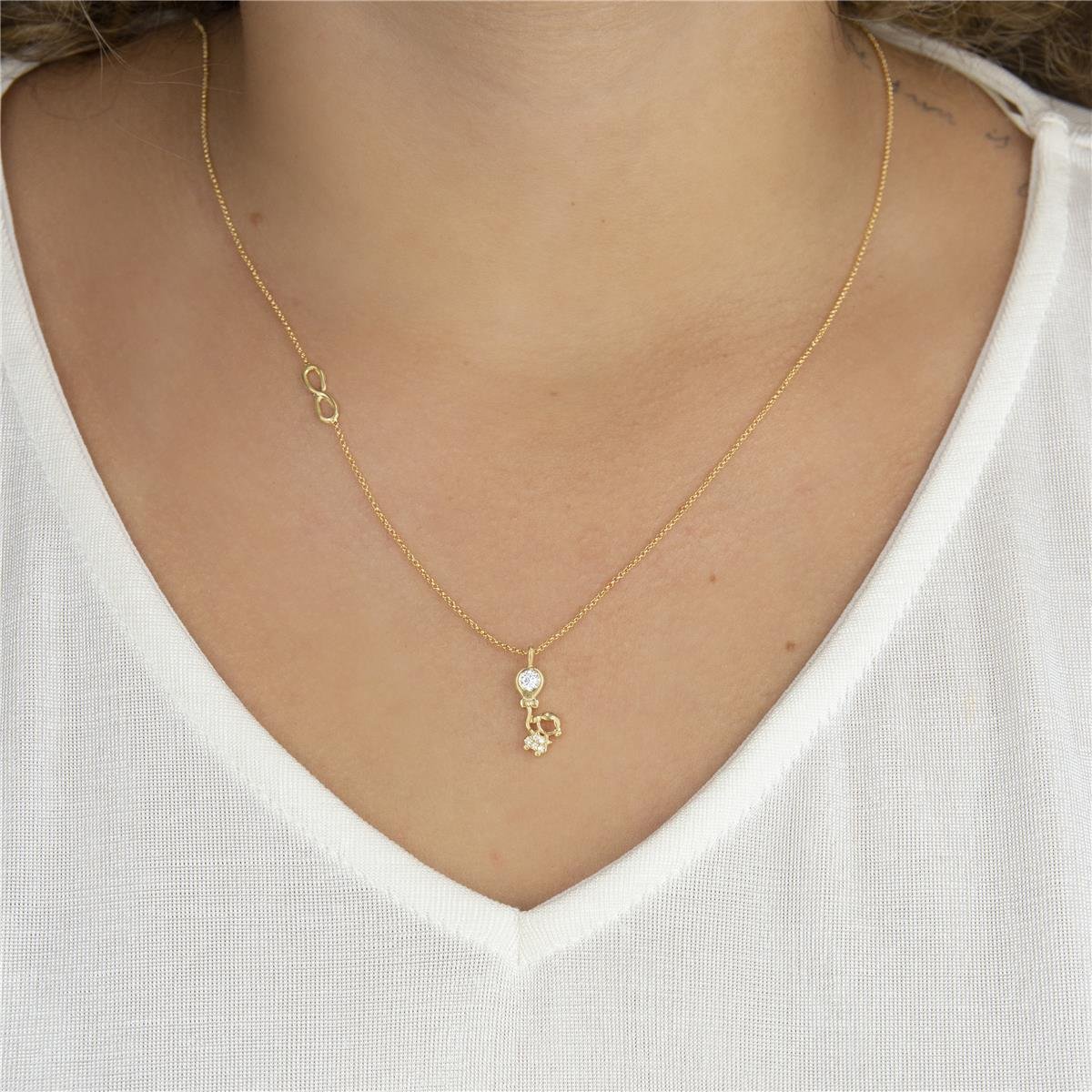 COLAR FOLHEADO A OURO INFINITO E COM MENINA