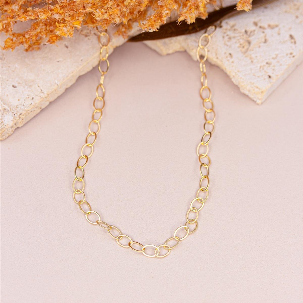 CORDÃO FOLHEADO A OURO ELOS COM 40CM