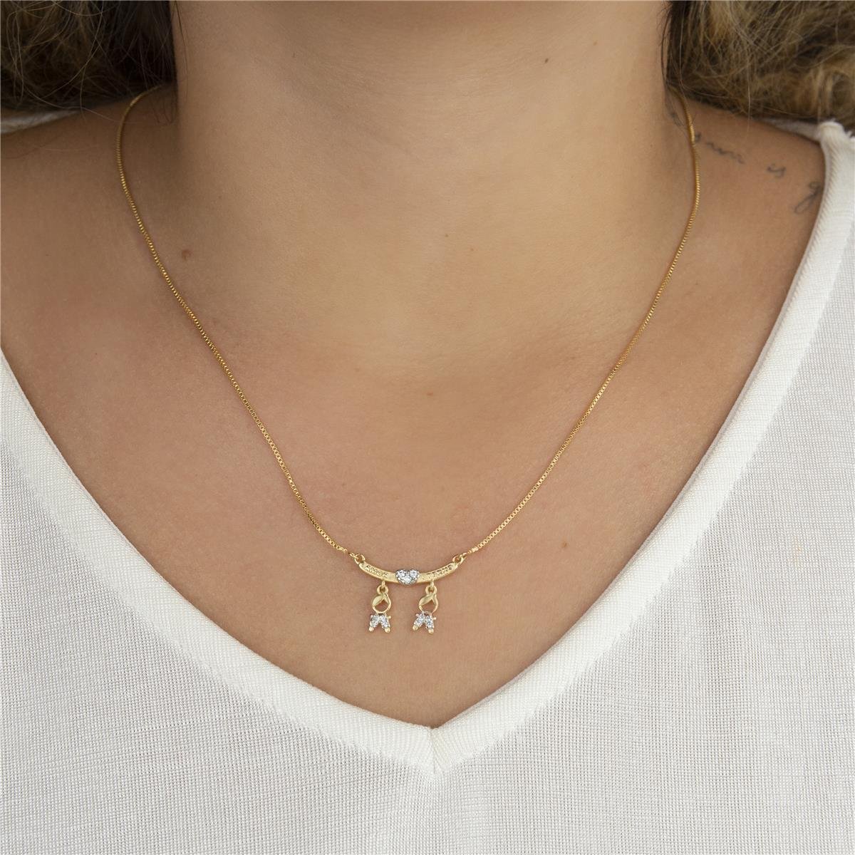 CORDÃO FOLHEADO A OURO CANGA COM MENINOS 