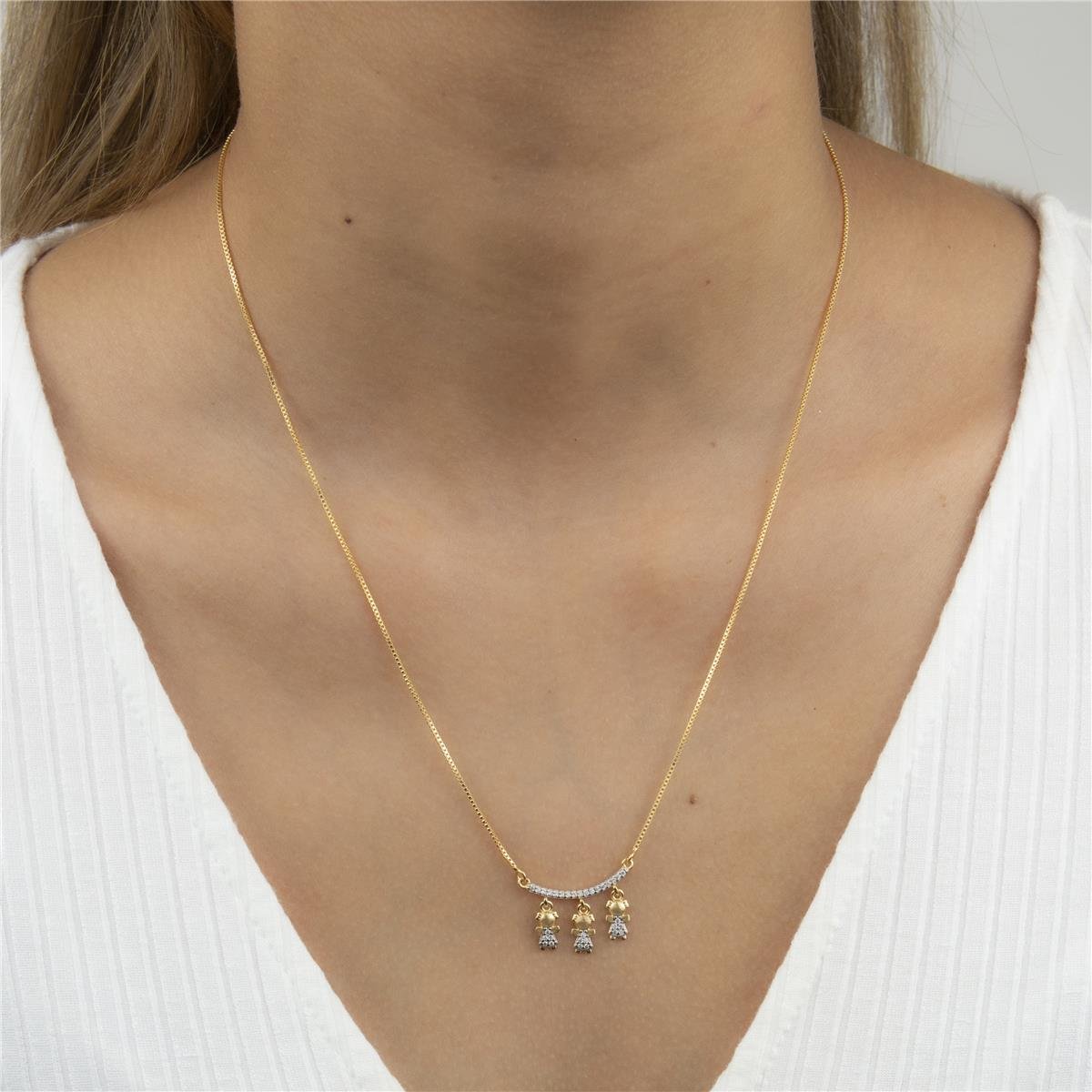 CORDÃO FOLHEADO A OURO CANGA COM MENINAS