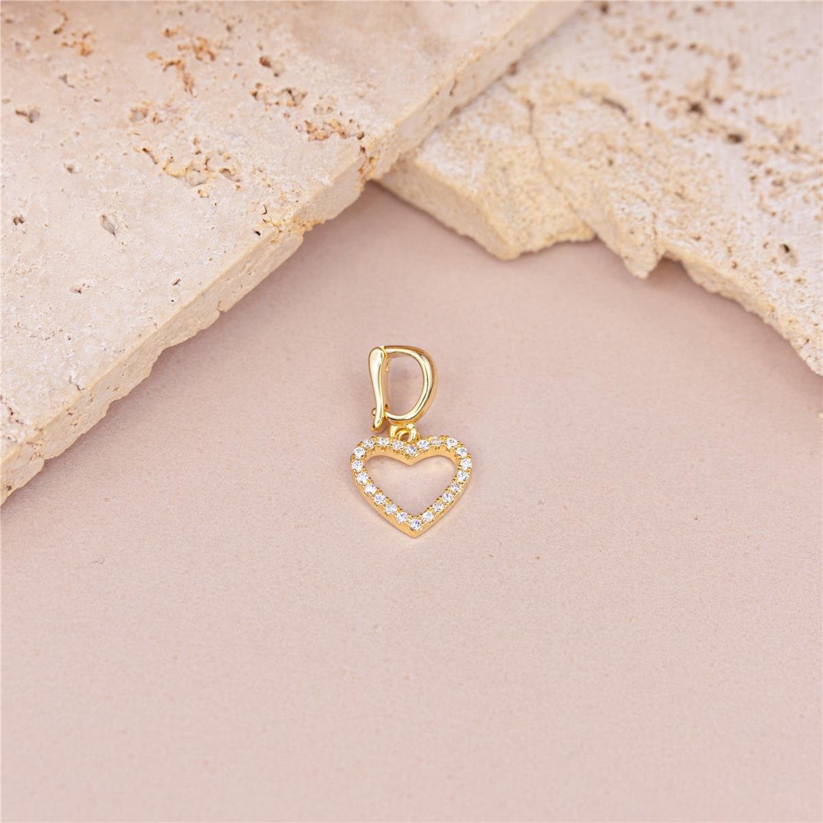 PINGENTE FOLHEADO A OURO CORAÇÃO DE ZIRCÔNIAS