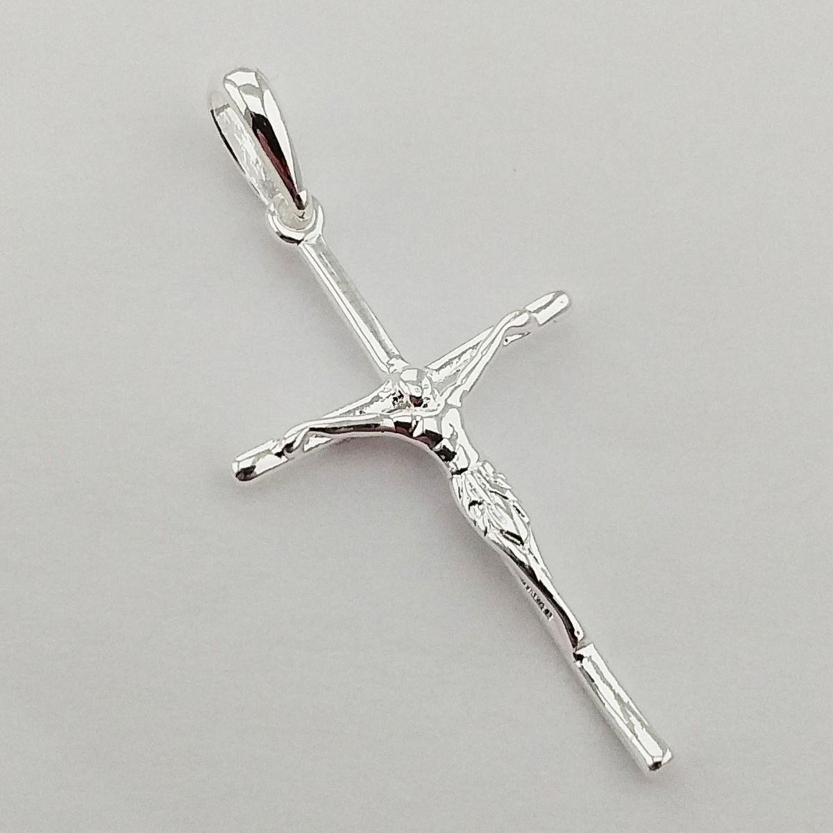 PINGENTE PRATA CRUZ COM CRISTO LISO
