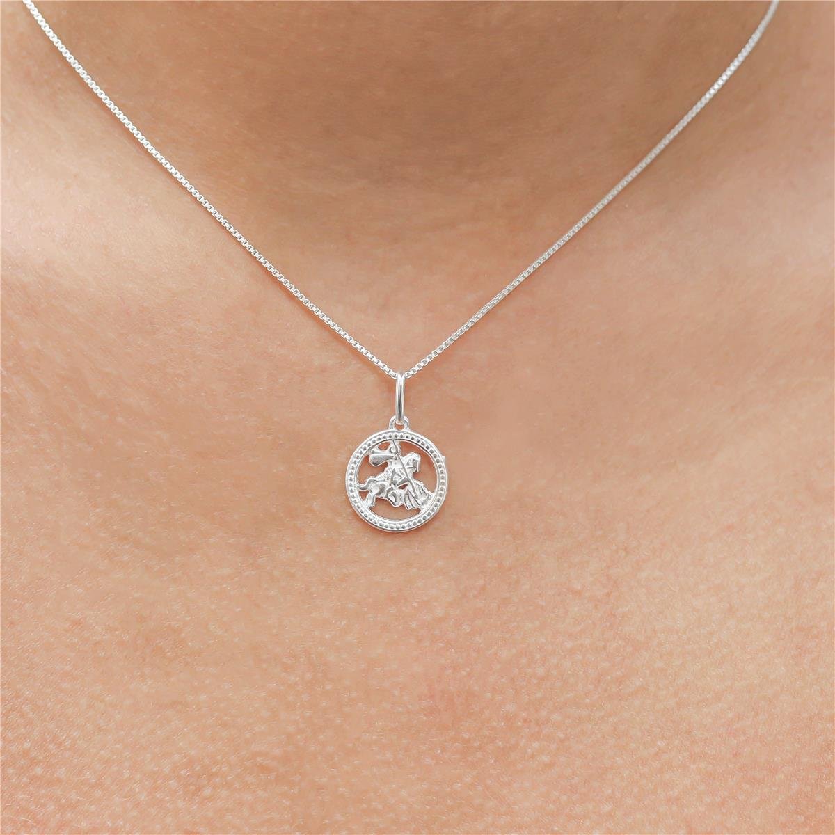 PINGENTE PRATA MEDALHA PEQUENA COM SÃO JORGE