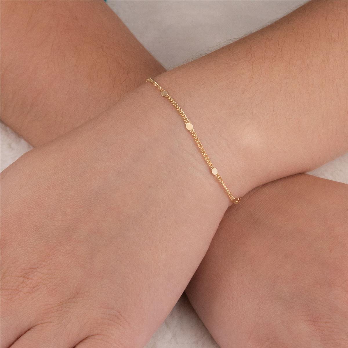 PULSEIRA FOLHEADO A OURO COM MINI DISCOS