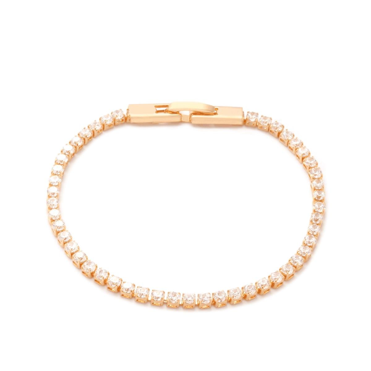 PULSEIRA FOLHEADA RIVIERA ZIRCÔNIA CRISTAL