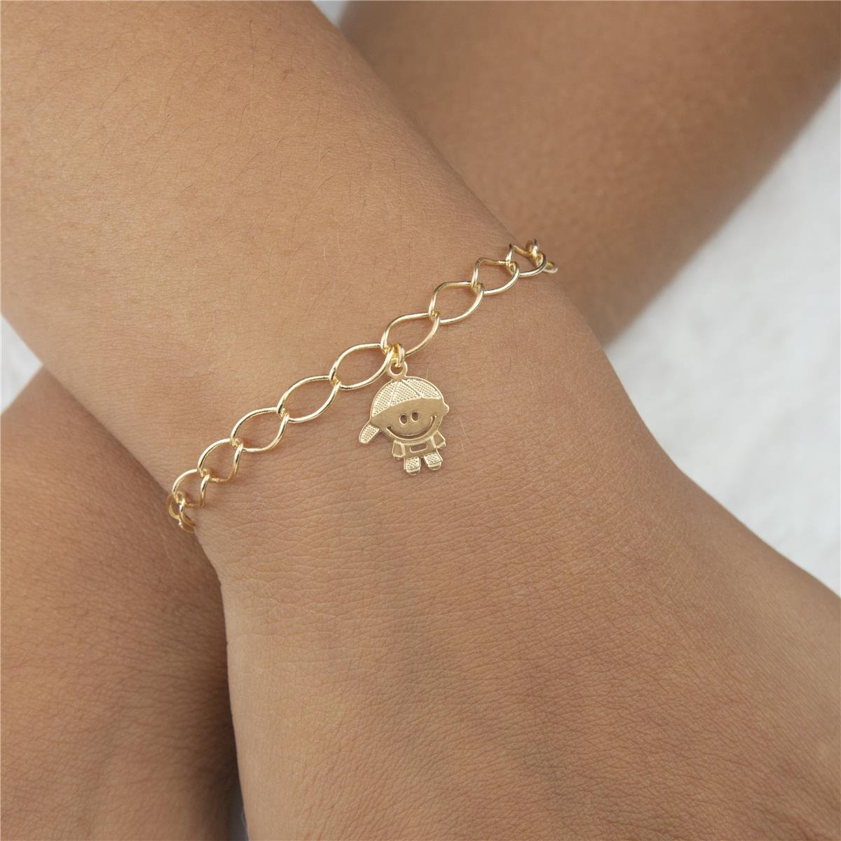 PULSEIRA FOLHEADO A OURO MENINO LISO