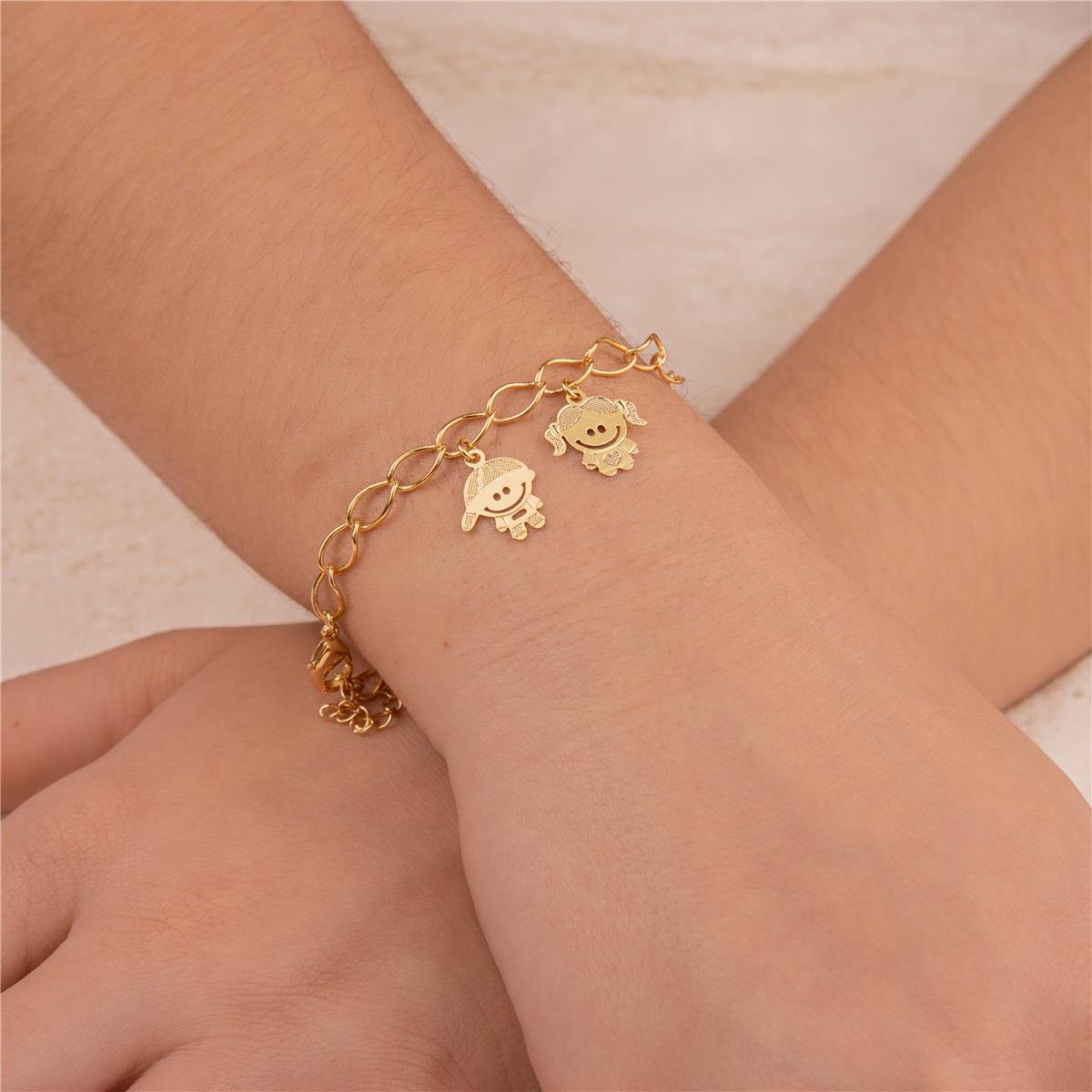 PULSEIRA FOLHEADO A OURO MENINO E MENINA TRABALHADOS 