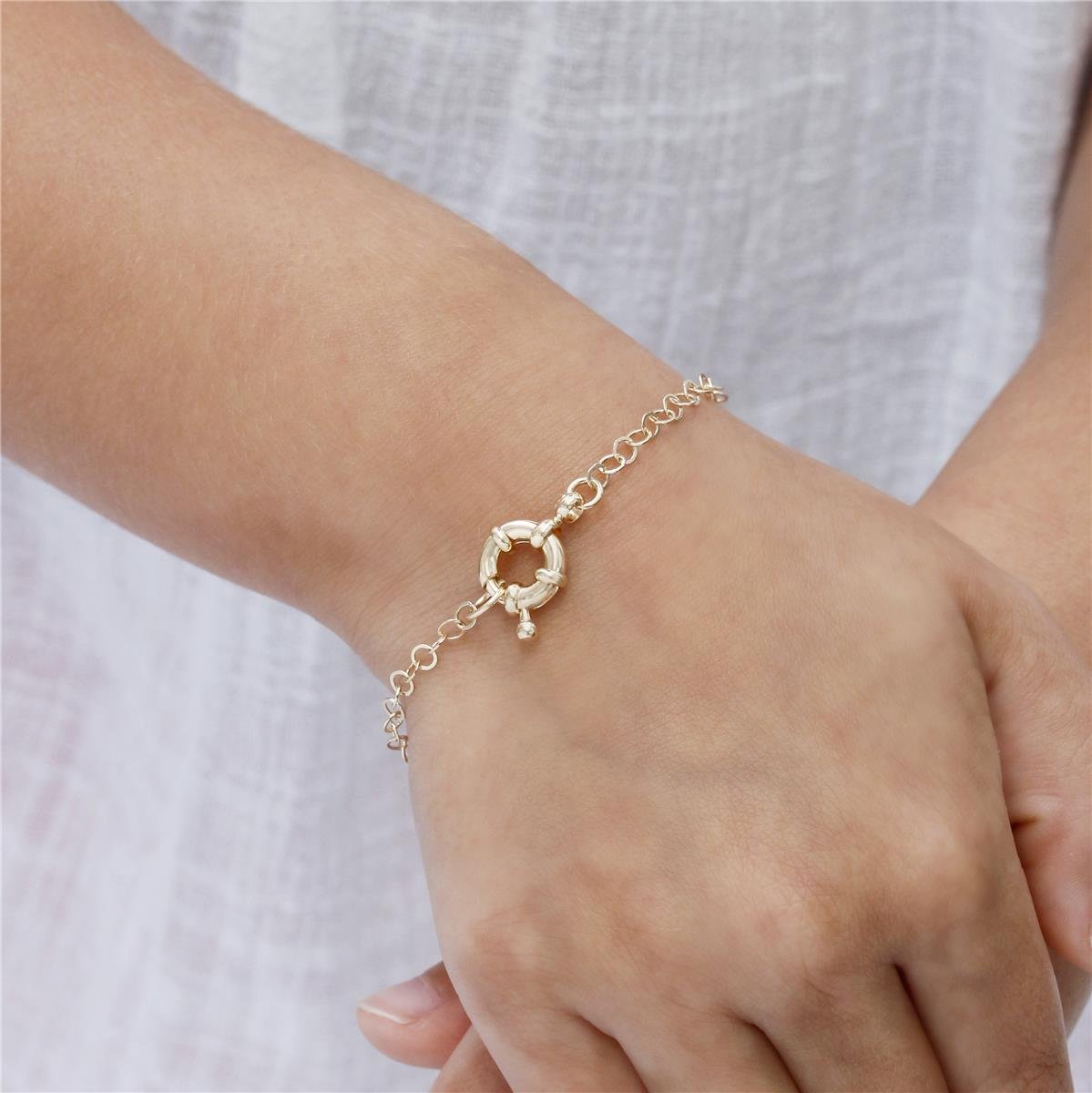 PULSEIRA FOLHEADA A OURO INFANTIL ELOS COM FECHO BÓIA