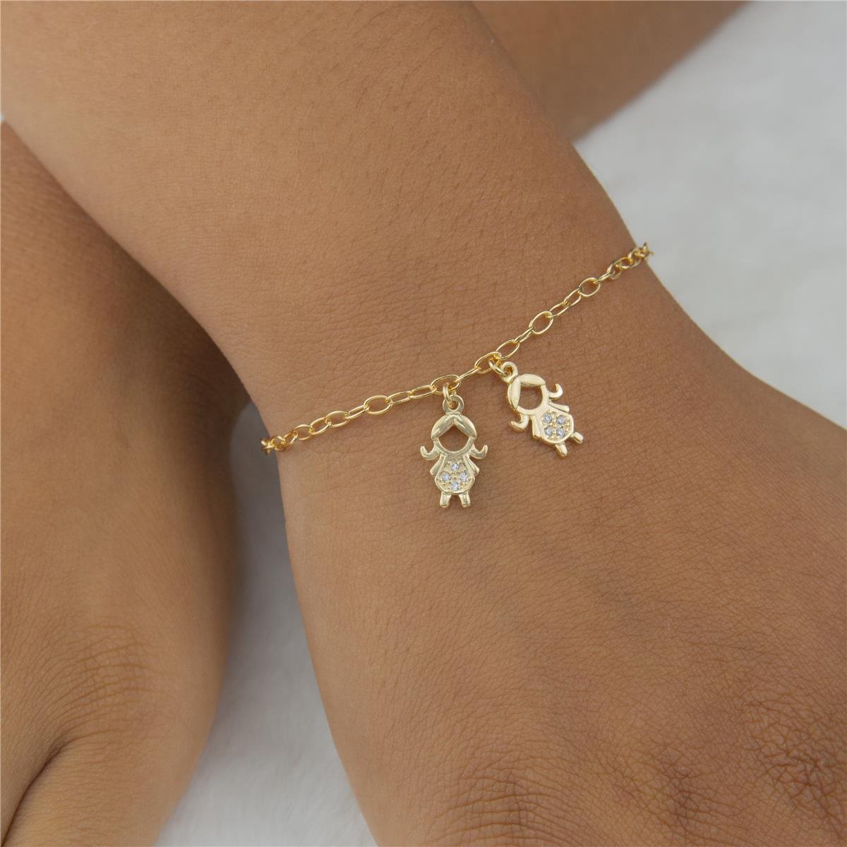 PULSEIRA FOLHEADO A OURO MENINAS COM ZIRCÔNIAS