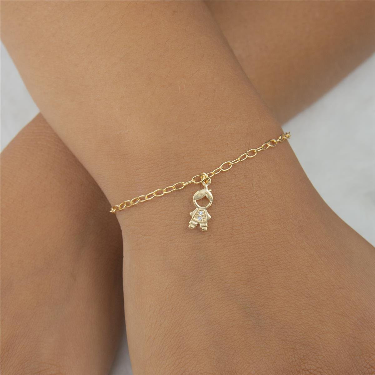 PULSEIRA FOLHEADO A OURO MENINO COM ZIRCÔNIAS