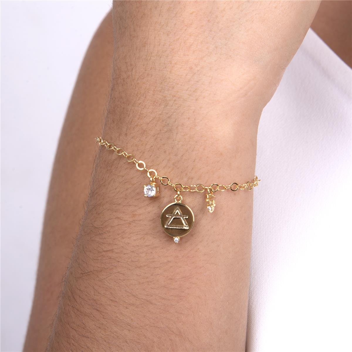 PULSEIRA FOLHEADO A OURO COM SIMBOLO E PALAVRA DO ELEMENTO AR