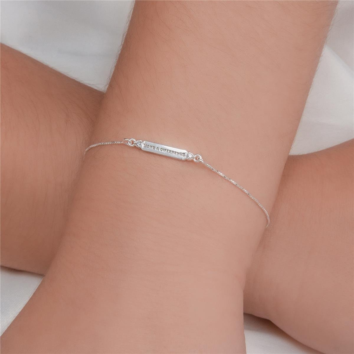 PULSEIRA PRATA CHAPA COM MAKE A DIFFERENCE