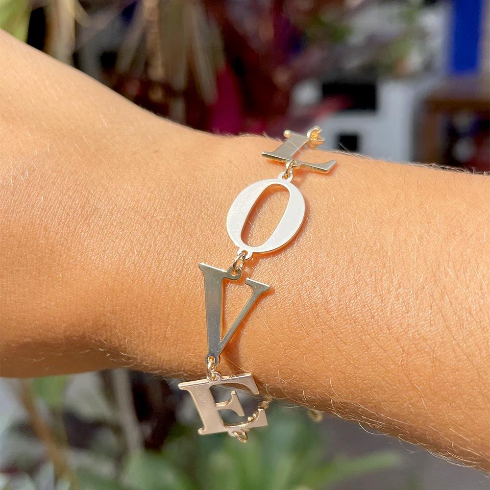 PULSEIRA FOLHEADO A OURO LOVE LISA 