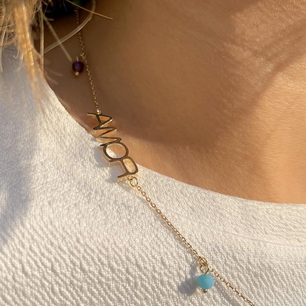 COLAR FOLHEADO A OURO FIO COM CRISTAIS E PEDRAS