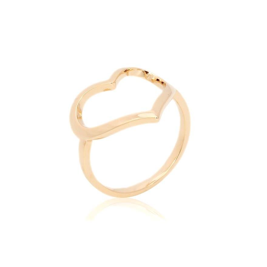 ANEL FOLHEADO A OURO CORAÇÃO VAZADO LISO 