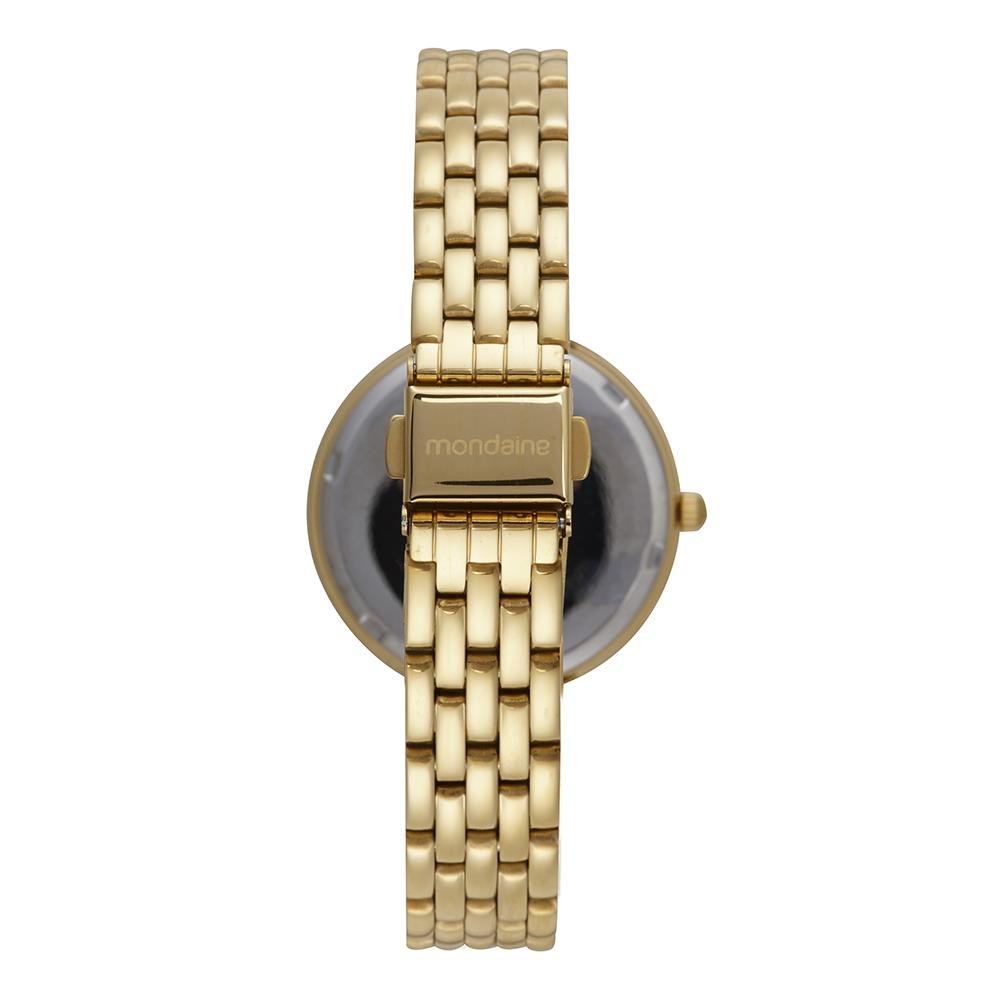 RELÓGIO MONDAINE DOURADO REDONDO COM MADREPÉROLA