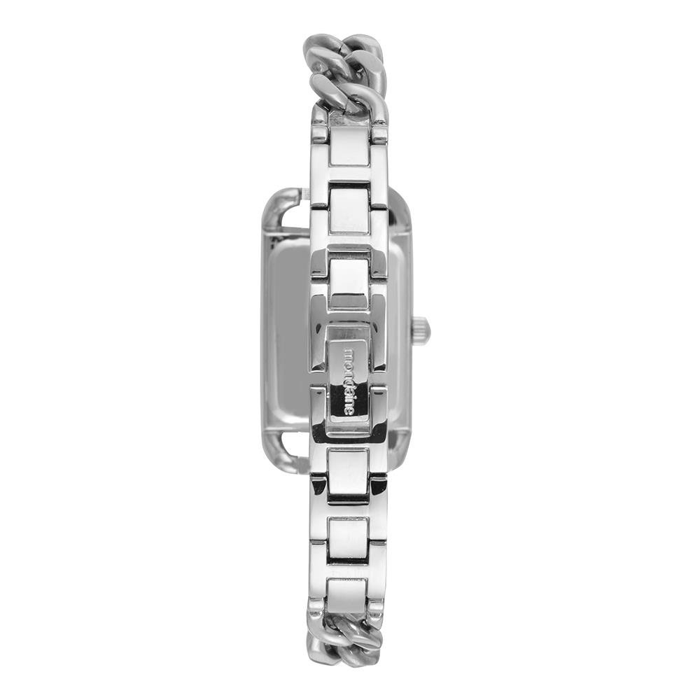 RELÓGIO MONDAINE PRATA QUADRADO COM PULSEIRA TRABALHADA