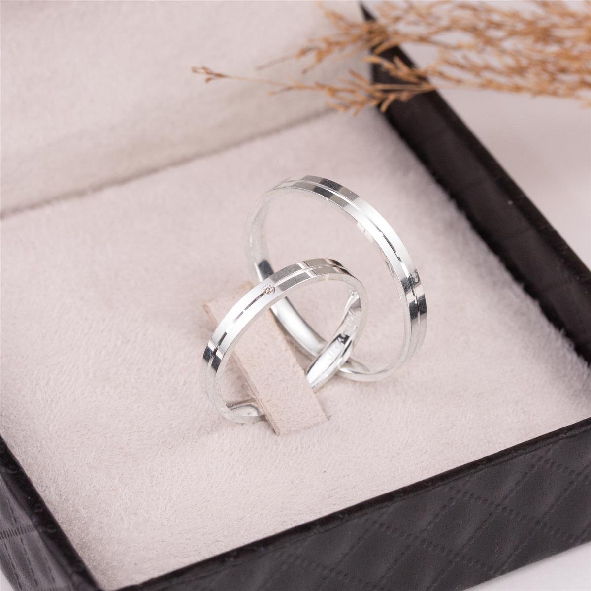 ALIANÇA PRATA 925 LISA COM FAIXA 3,0MM