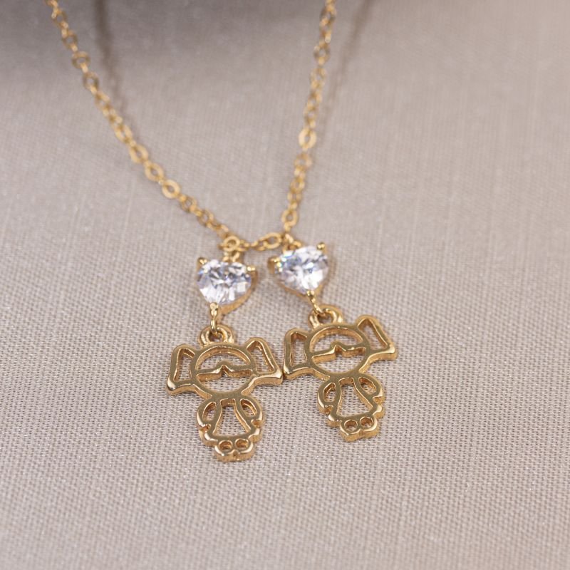 CORDÃO FOLHEADO A OURO MENINAS VAZADAS COM CORAÇÃO 