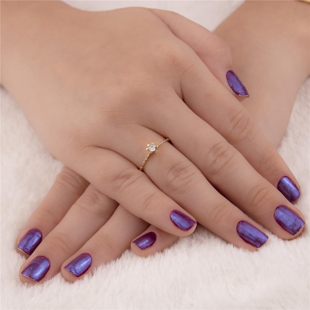 ANEL FOLHEADO A OURO MINI ZIRCÔNIA COM CRISTAL 
