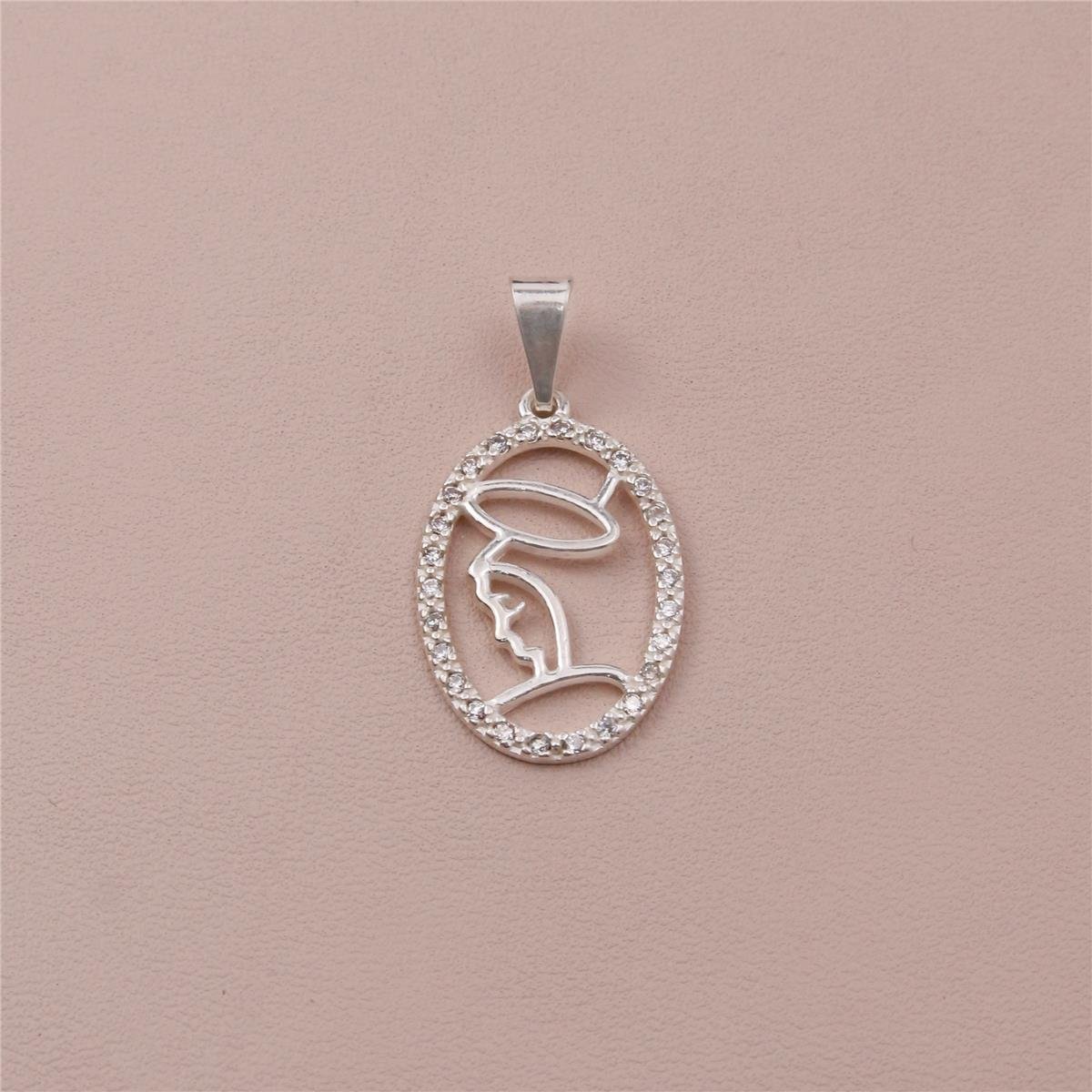 PINGENTE PRATA ARO DE ZIRCÔNIAS COM NOSSA SENHORA LISA