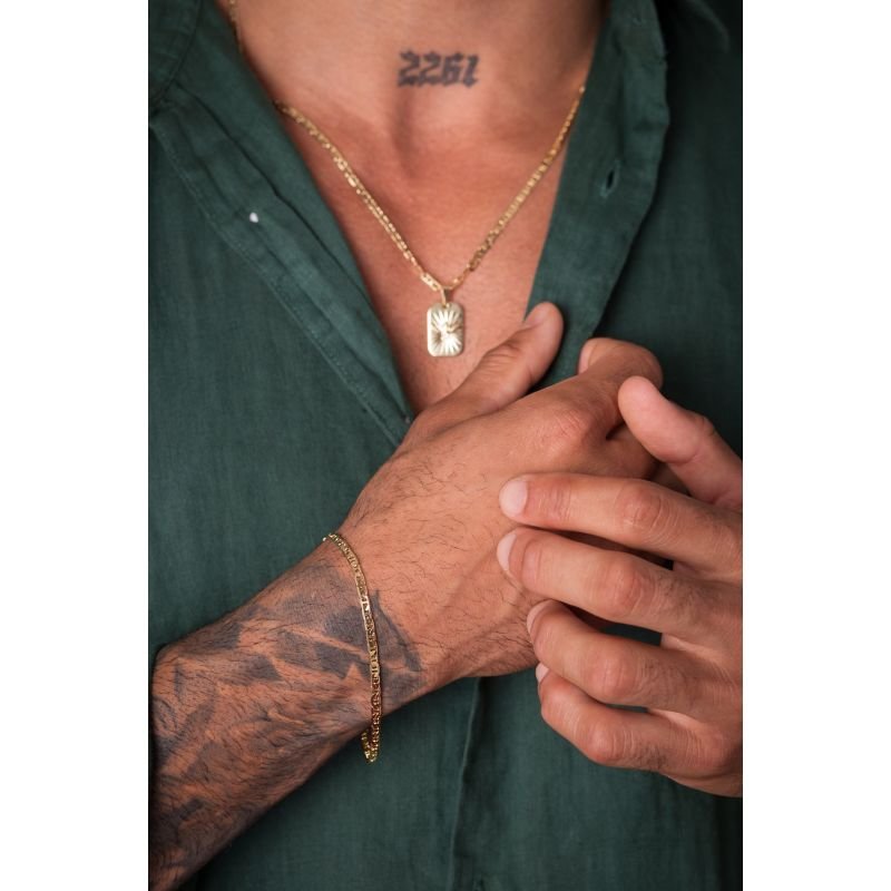 PULSEIRA FOLHEADO A OURO CORRENTE PIASTRINE FINA