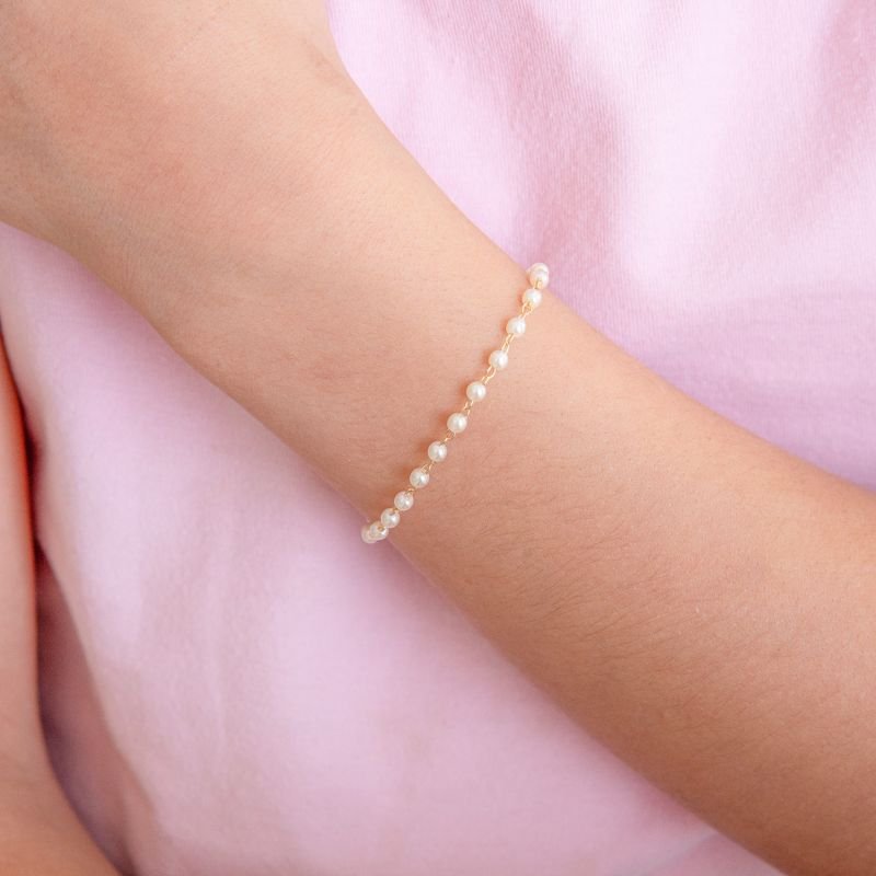 PULSEIRA FOLHEADO A OURO INFANTIL DE MINI PÉROLAS